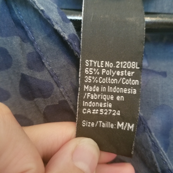 N.W.D women's blue burnout leopard print button front shirt - Picture 6 of 13